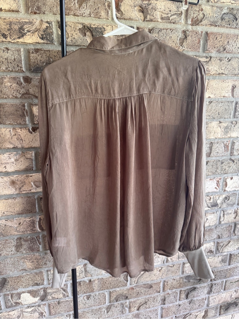 Maven West Long Sleeve Rib Cuff Button Up Shirt 100% Cupro Size S - Picture 6 of 12